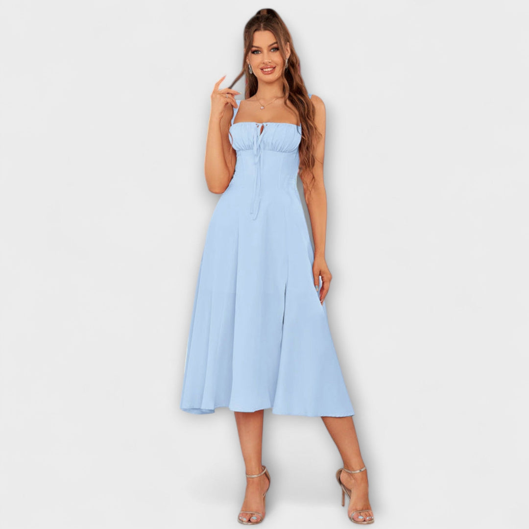 Katrin | Rüschentop Kleid mit Schlitzdetail