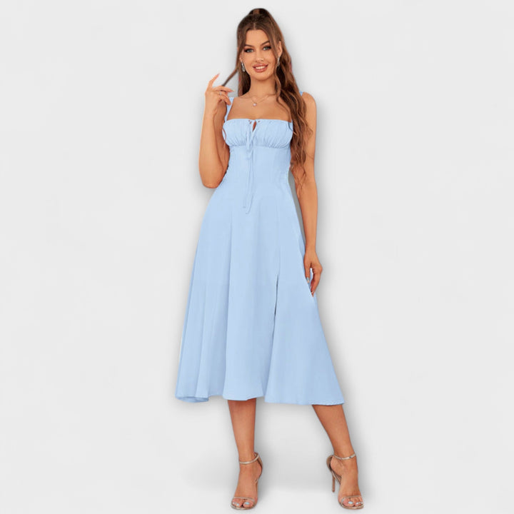 Katrin | Rüschentop Kleid mit Schlitzdetail