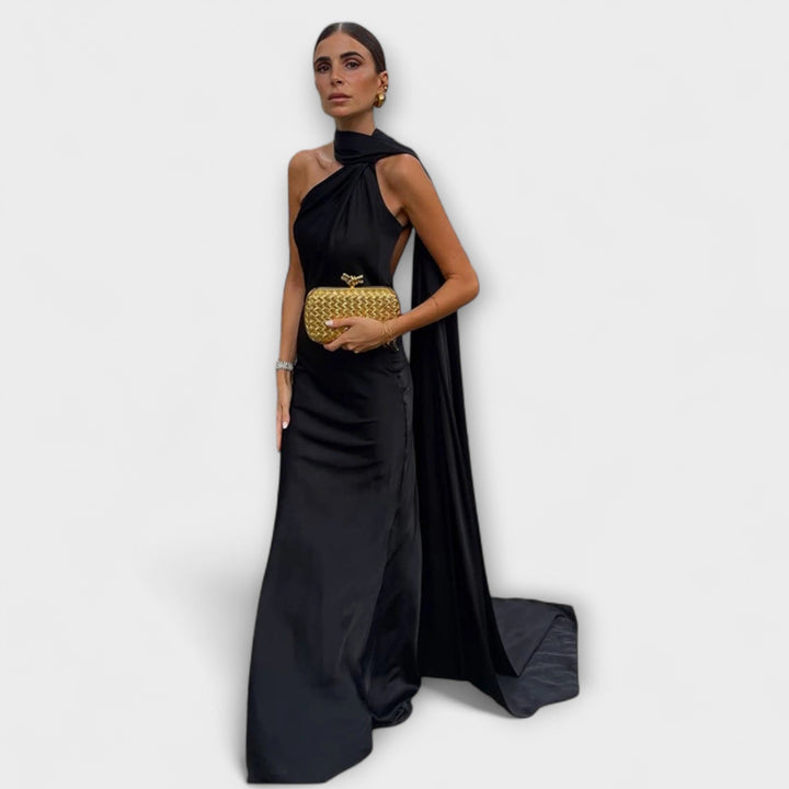 Saskia | Schickes schulterfrei Neckholder-Maxikleid