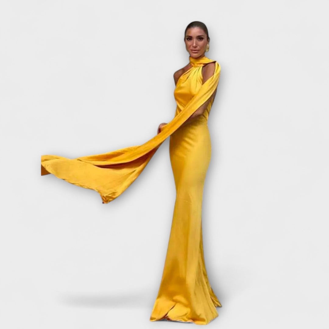 Saskia | Schickes schulterfrei Neckholder-Maxikleid