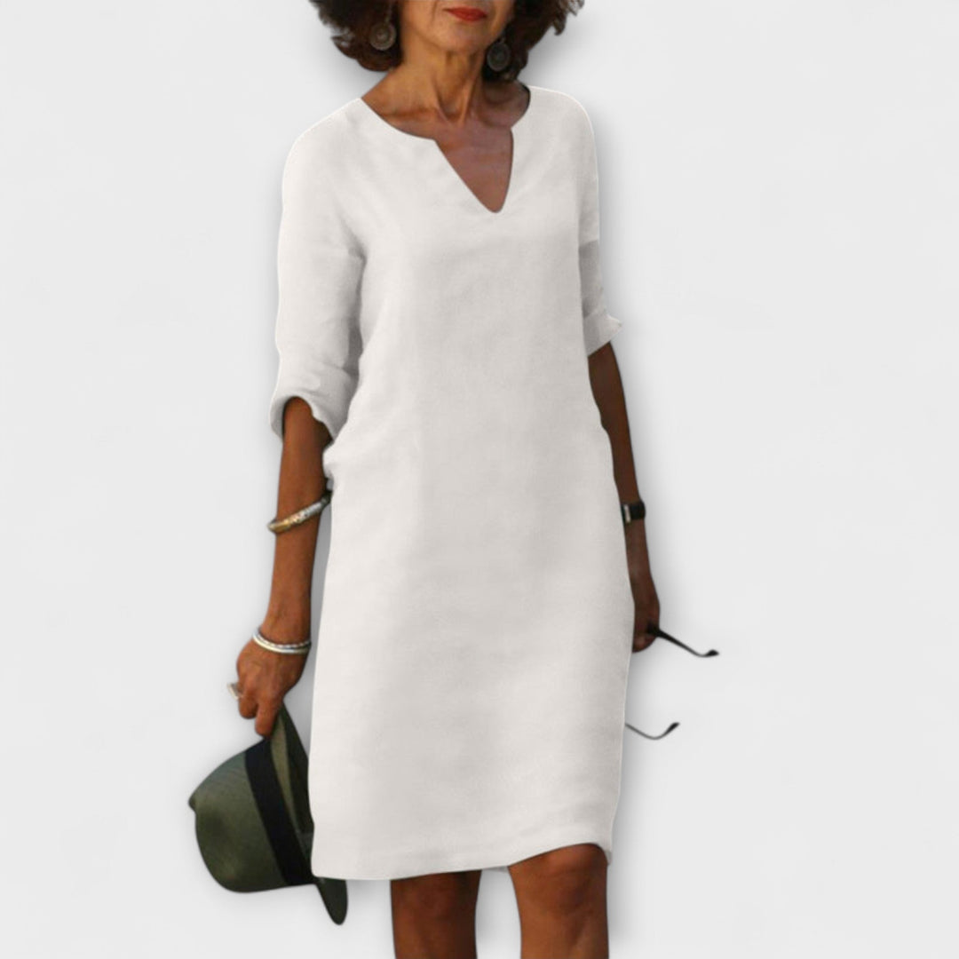 Waltraud | Stilvolles Sommerkleid mit V-Ausschnitt
