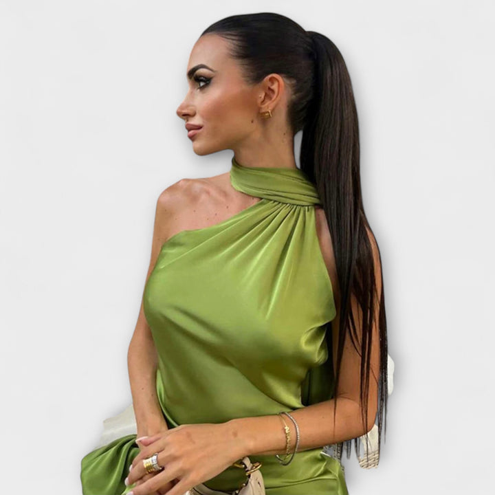 Saskia | Schickes schulterfrei Neckholder-Maxikleid