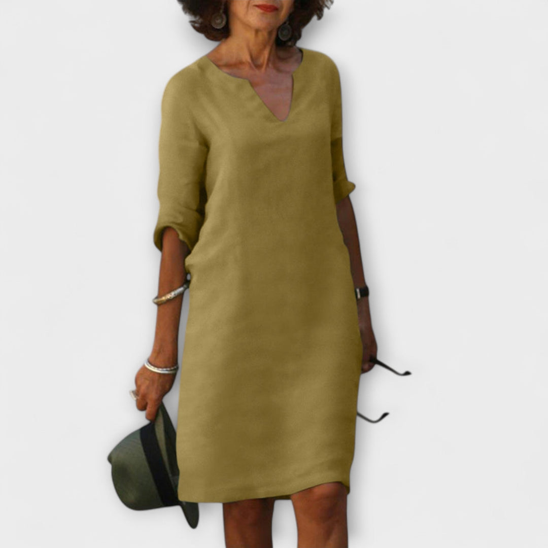 Waltraud | Stilvolles Sommerkleid mit V-Ausschnitt