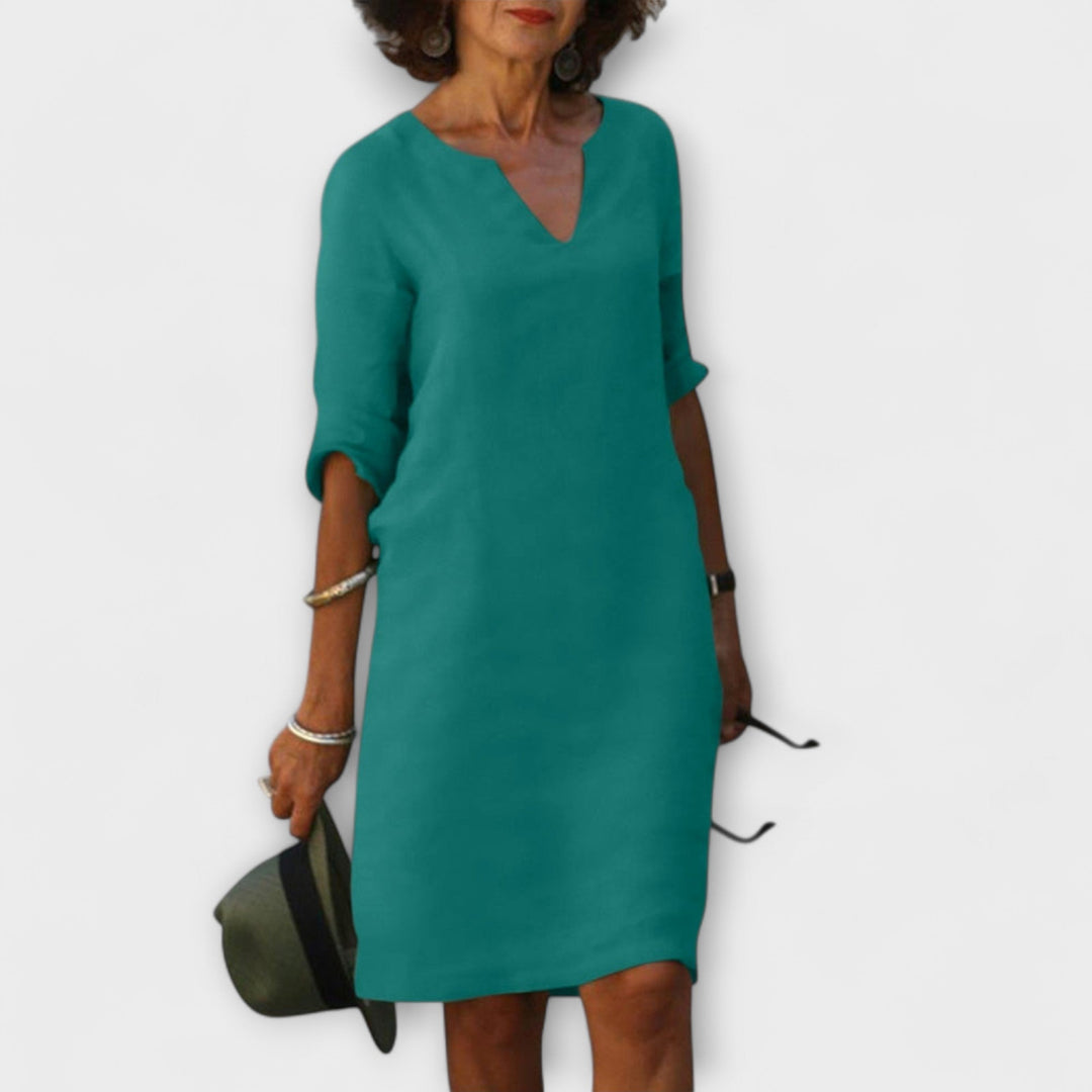Waltraud | Stilvolles Sommerkleid mit V-Ausschnitt