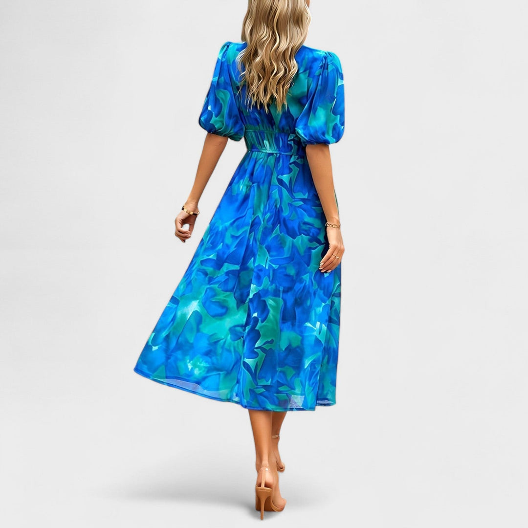 Saskia | Elegantes Blumen-Midi-Kleid