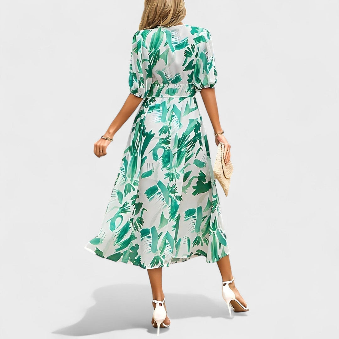 Saskia | Elegantes Blumen-Midi-Kleid
