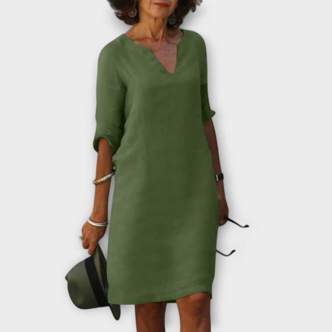 Waltraud | Stilvolles Sommerkleid mit V-Ausschnitt