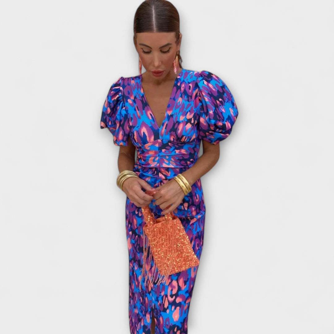 Maria | Elegantes Kleid mit V-Ausschnitt und Puffärmeln