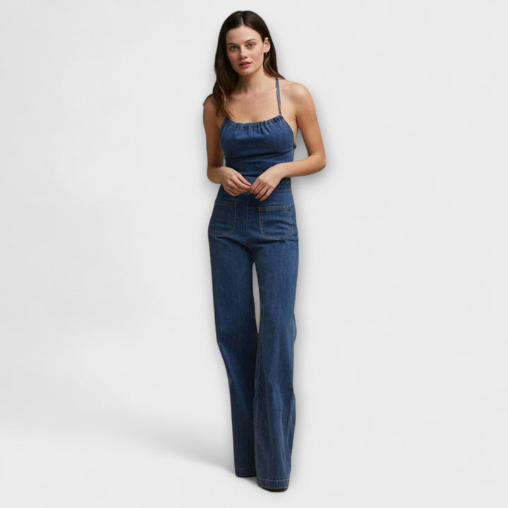 Stefanie | ausgestellt Jeans-Overall mit Bindeband-Detail