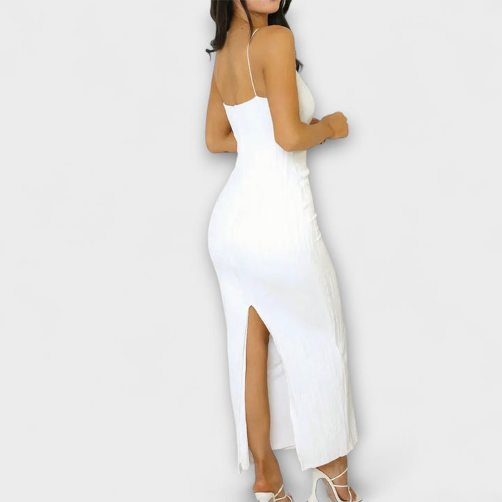 Henrike | Schickes ärmelloses gerafftes langes Kleid