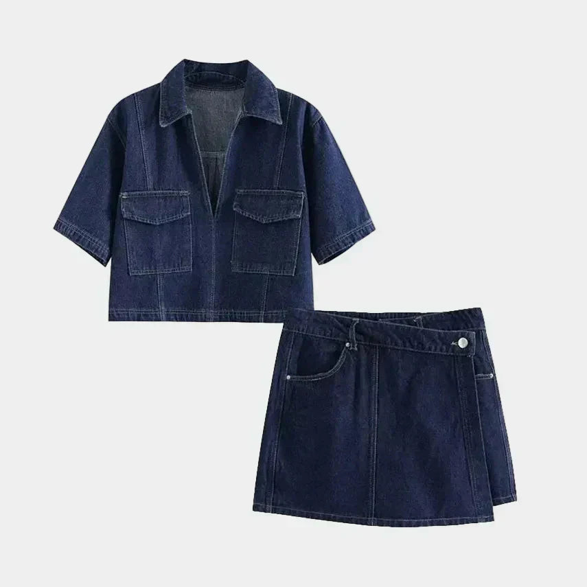 Dorothea | Jeans-Set mit V-Ausschnitt