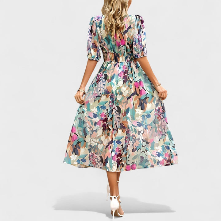 Saskia | Elegantes Blumen-Midi-Kleid