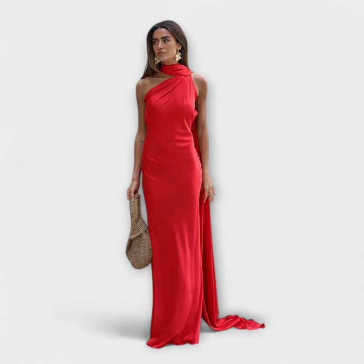 Saskia | Schickes schulterfrei Neckholder-Maxikleid