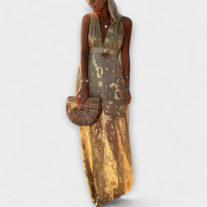 Margaretha | Fließendes Kleid mit V-Ausschnitt und Pailletten-Details