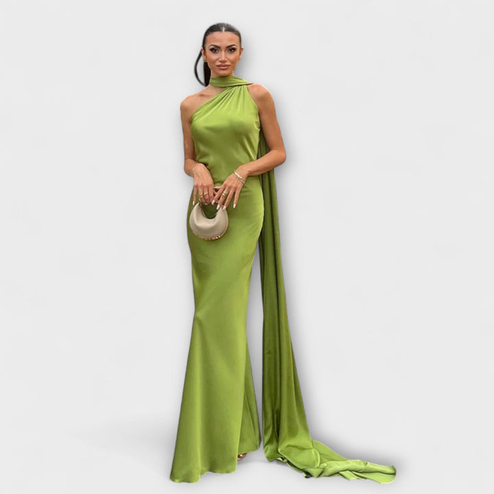 Saskia | Schickes schulterfrei Neckholder-Maxikleid