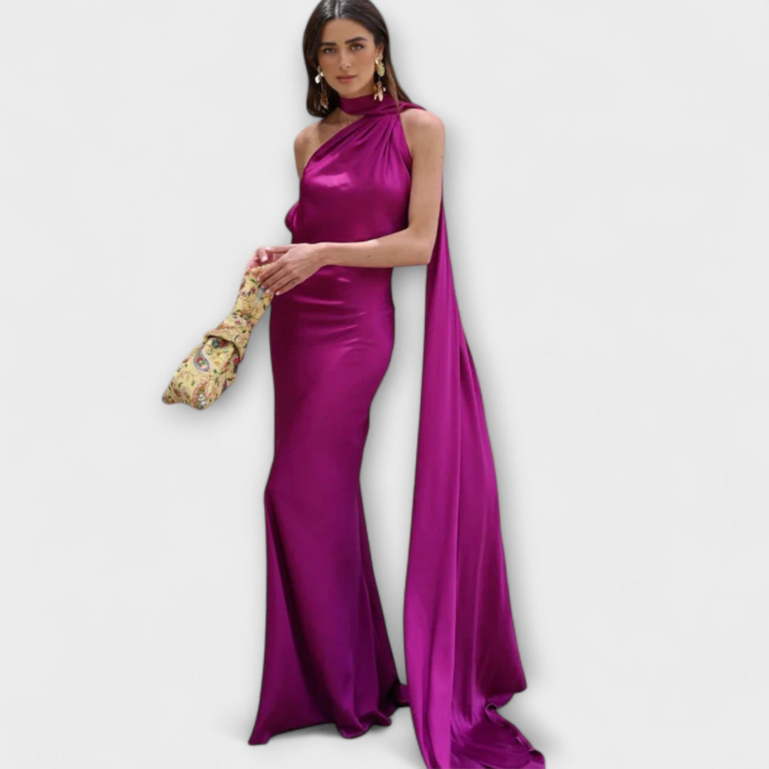 Saskia | Schickes schulterfrei Neckholder-Maxikleid