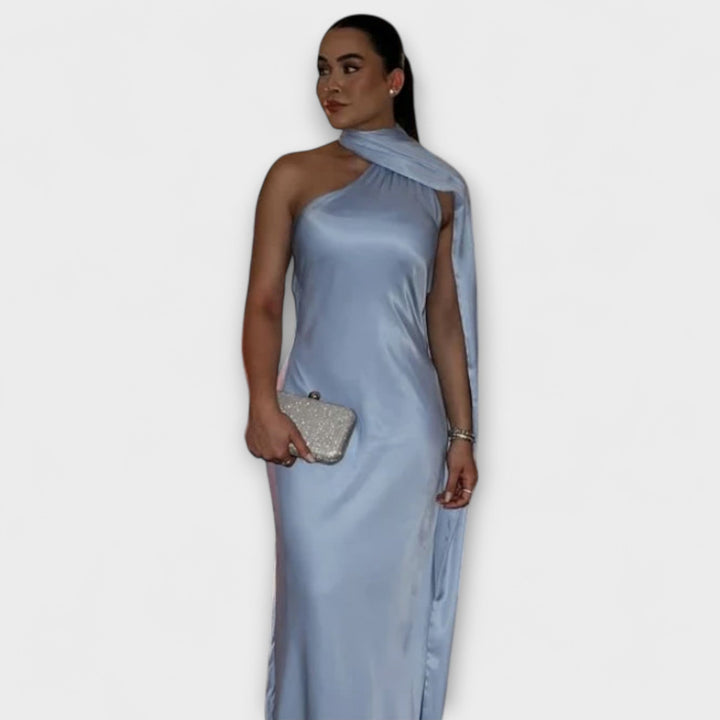 Saskia | Schickes schulterfrei Neckholder-Maxikleid