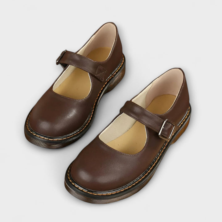 Dörte | Klassische Leder Schuhe mit Riemchen & Komfortsohle