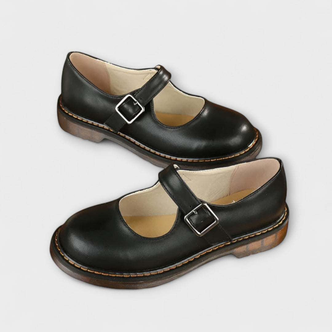 Dörte | Klassische Leder Schuhe mit Riemchen & Komfortsohle