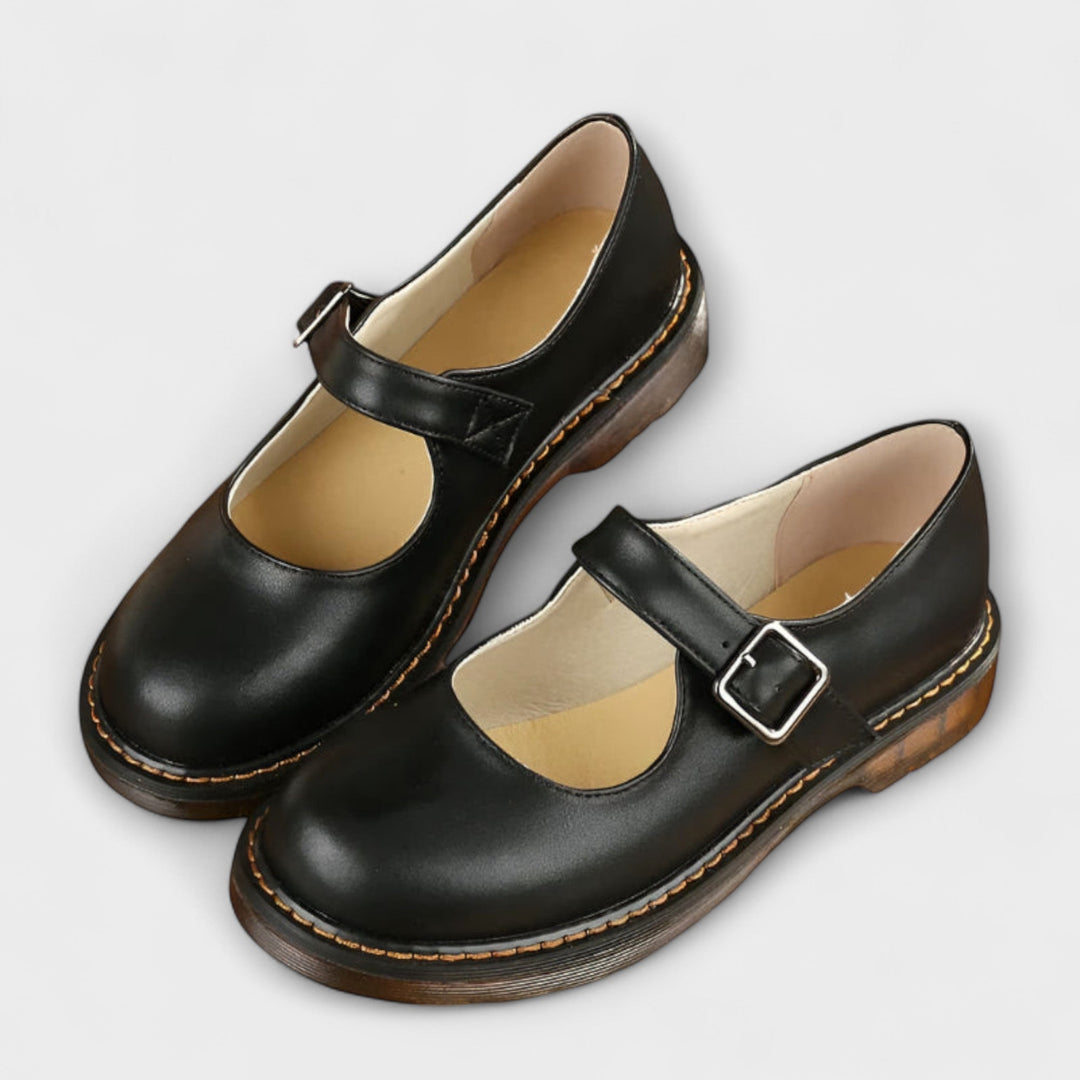 Dörte | Klassische Leder Schuhe mit Riemchen & Komfortsohle