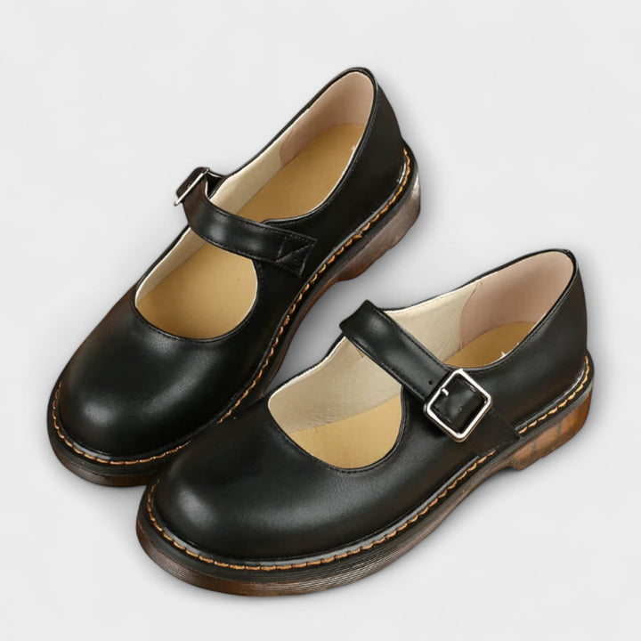 Dörte | Klassische Leder Schuhe mit Riemchen & Komfortsohle