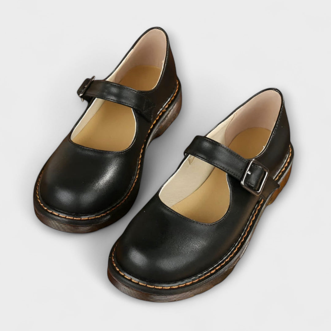 Dörte | Klassische Leder Schuhe mit Riemchen & Komfortsohle
