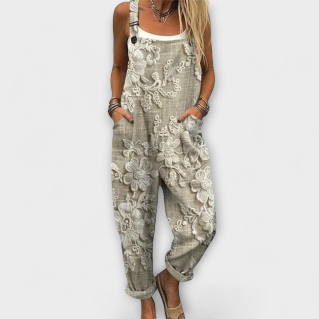 Julia | Bestickte Blumen-Trägerhose