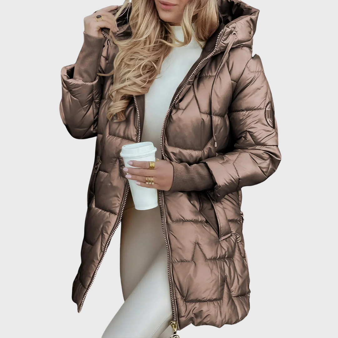 Vanessa | Langer und warmer Mantel mit Kapuze