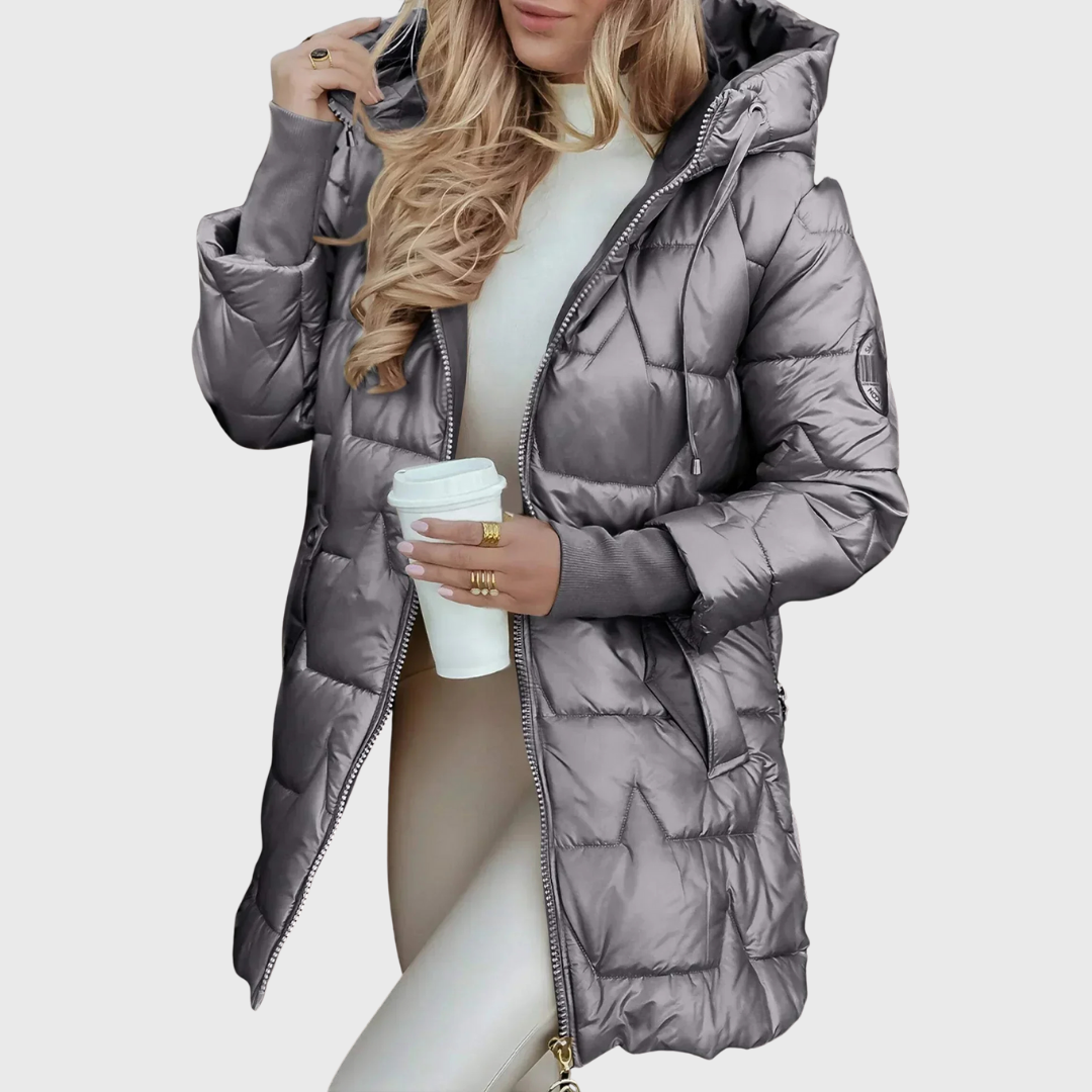 Vanessa | Langer und warmer Mantel mit Kapuze