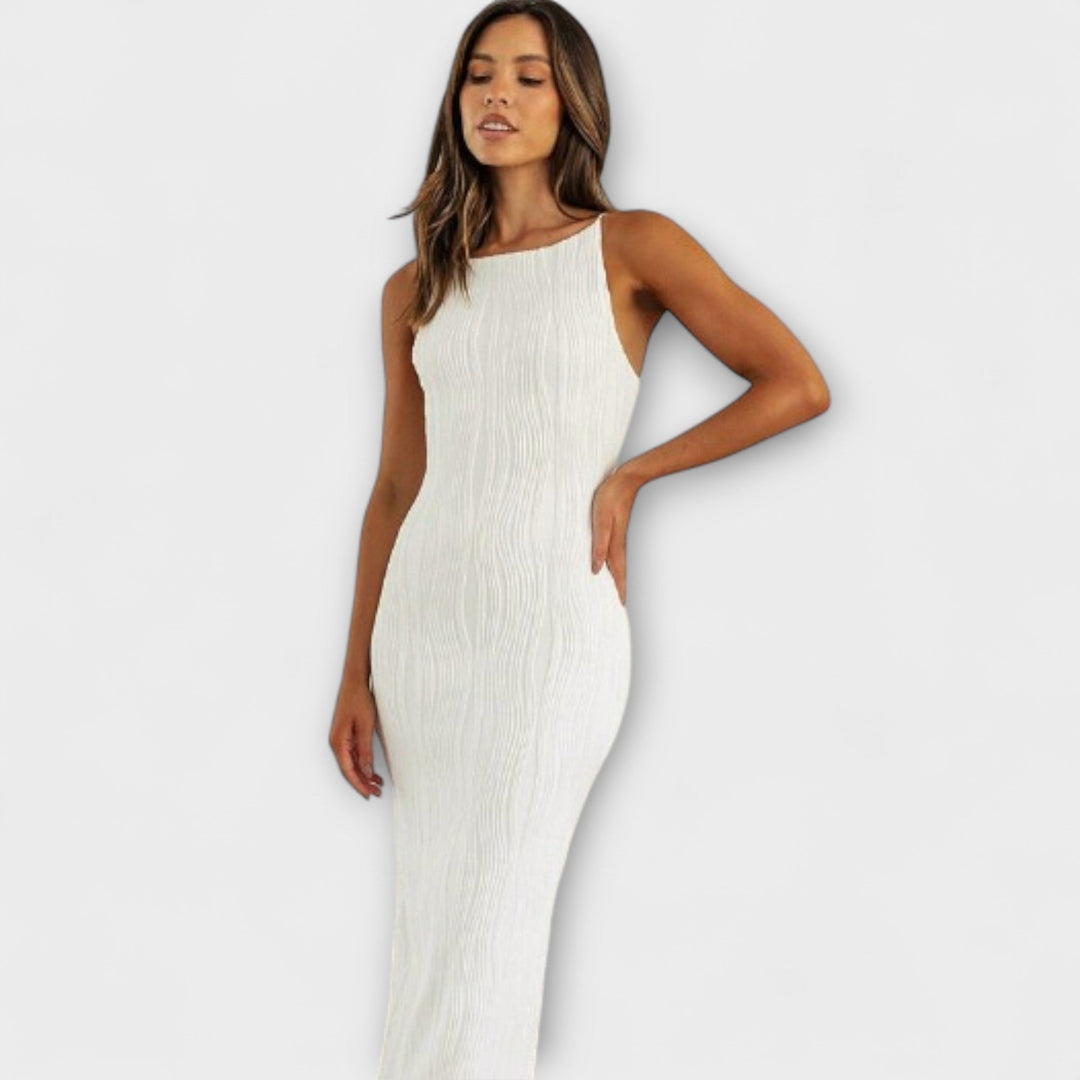 Henrike | Schickes ärmelloses gerafftes langes Kleid