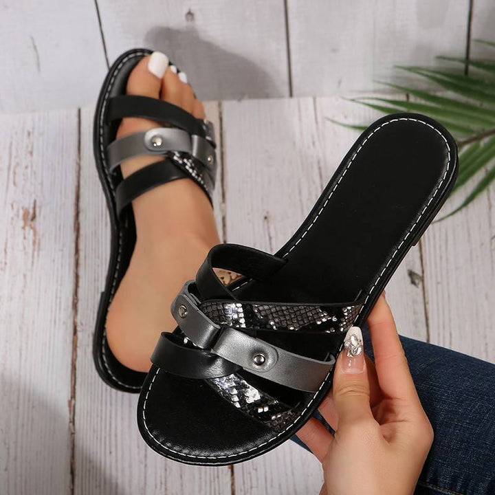 Reinhild | Leopard Kreuzriemen Sandalen