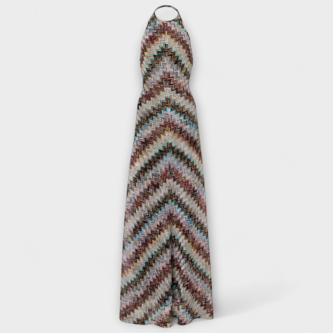 Rebecca | Jodie Strick Kleid mit buntem Fischgrätenmuster