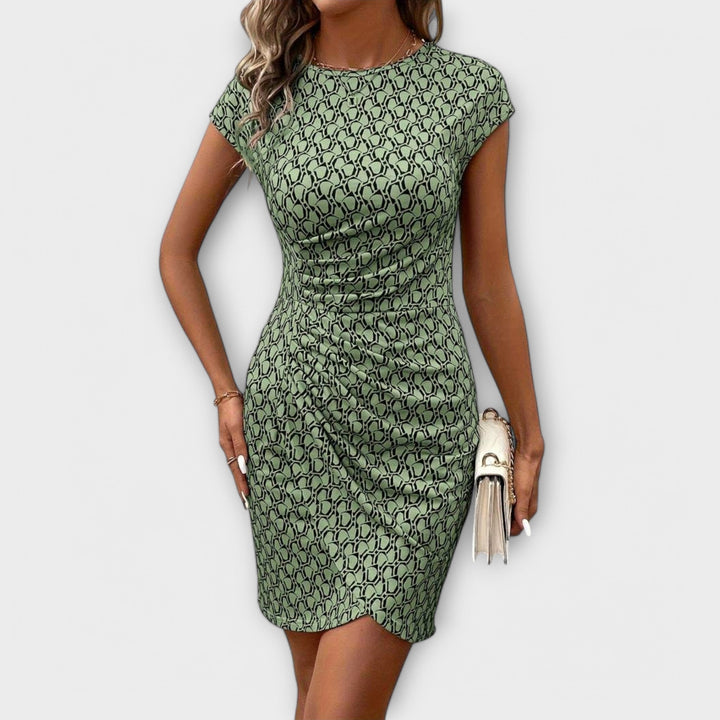 Imke | Kurzärmeliges Tulpenkleid mit Allover-Druck