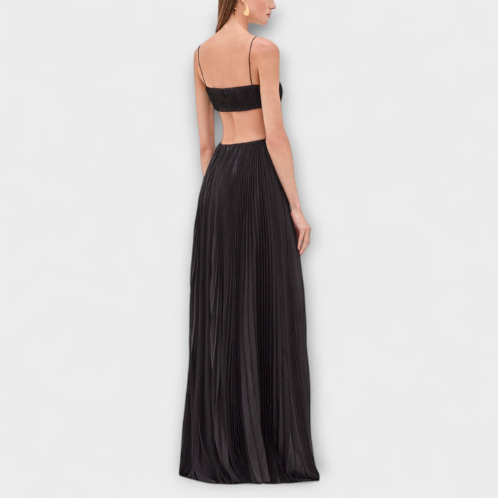 Heike | Schickes Plissiertes Cut-out Fließendes Maxikleid