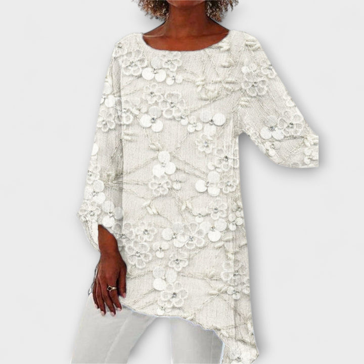 Anne-Sophie | Bluse mit floralem Kristalldruck