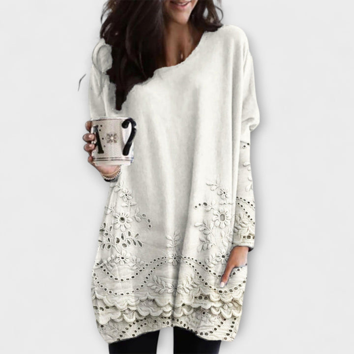 Irene | Bedruckter Pullover Mit Stickerei