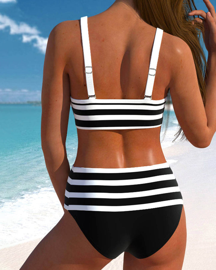 Margaretha | Gestreifter Bikini mit hoher Taille