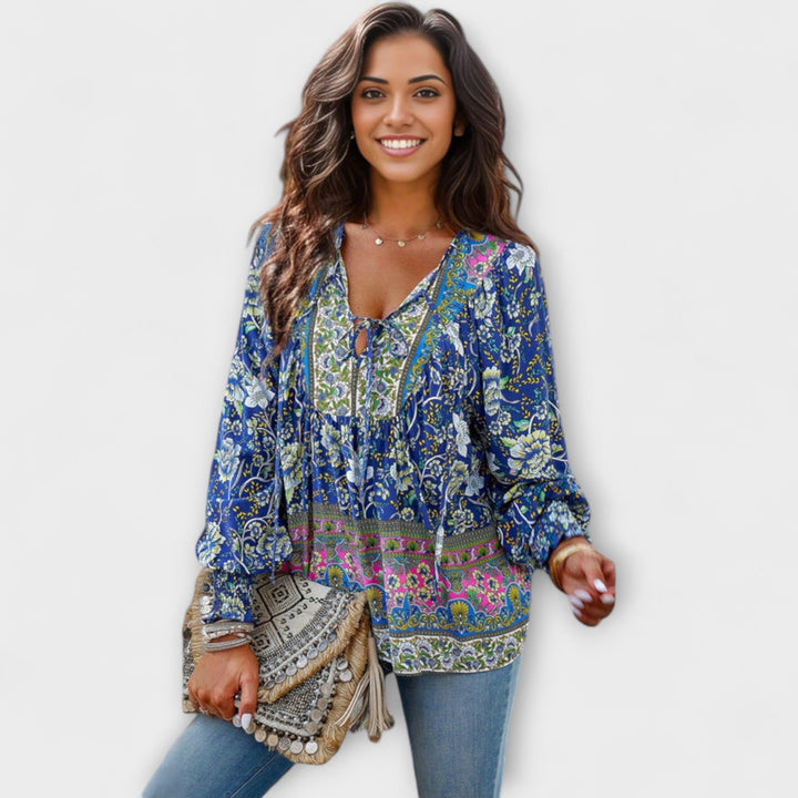 Gerlinde | Bohemian V-Ausschnitt Top mit Bindefront