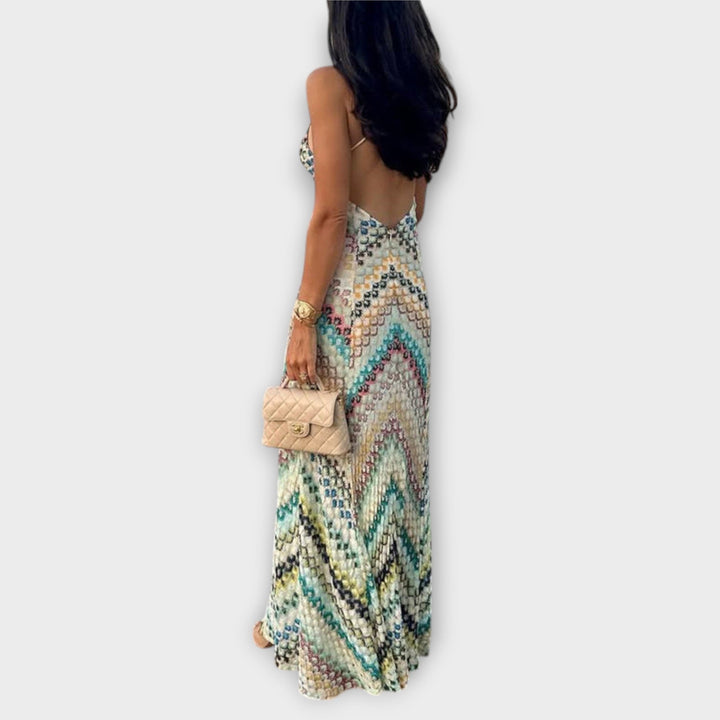 Laura | Missoni Buntes Fischgrätenmuster Maxikleid