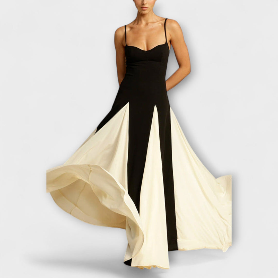 Annette | Klassische Eleganz A-Linie Maxikleid mit Tüllpaneelen