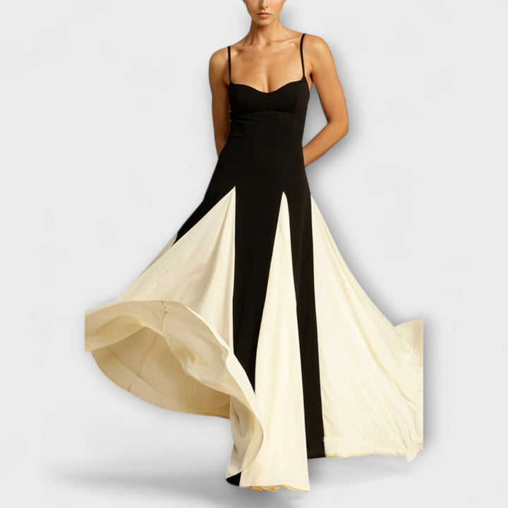 Annette | Klassische Eleganz A-Linie Maxikleid mit Tüllpaneelen