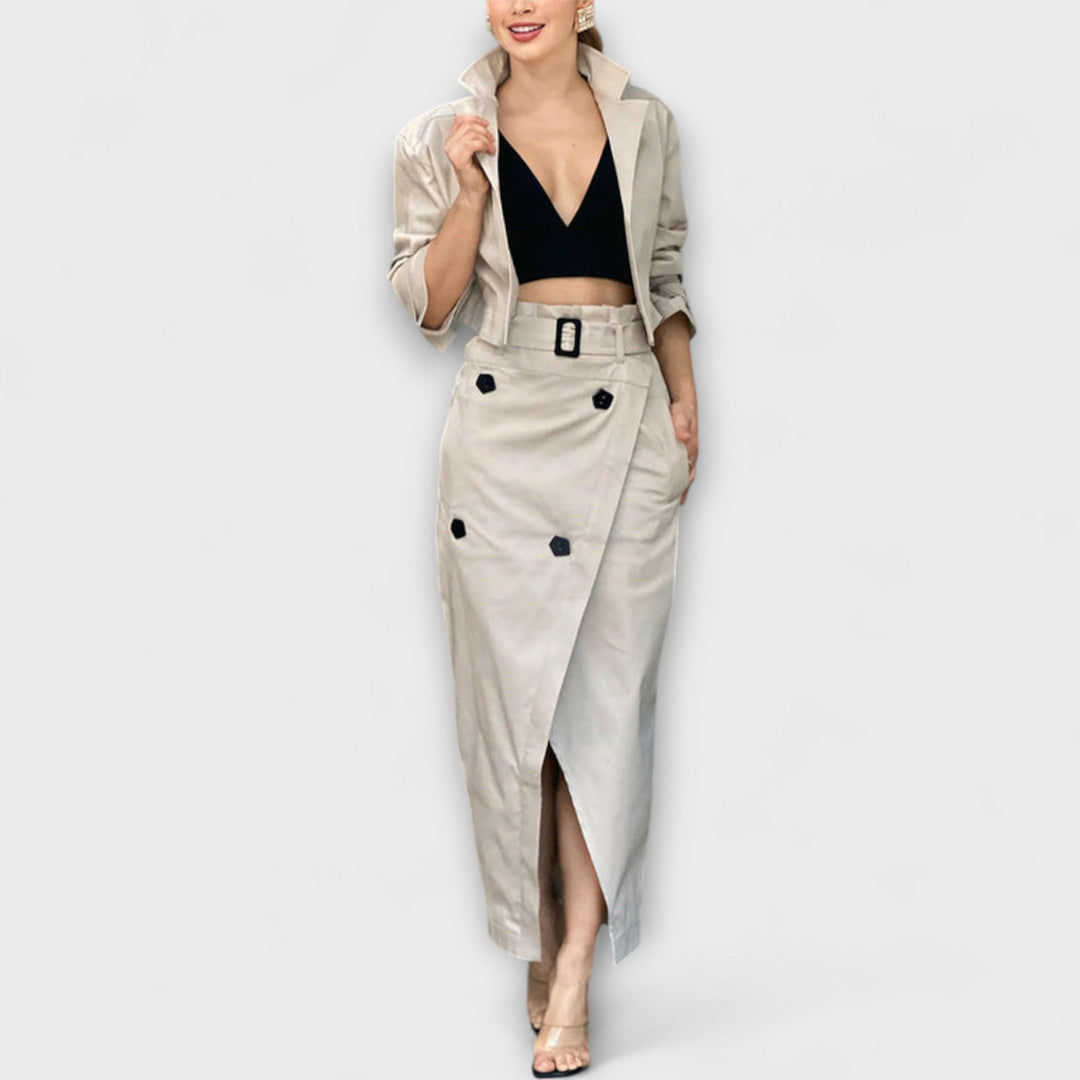 Philippa | Elegante Jacke Midi-Rock mit Taschen