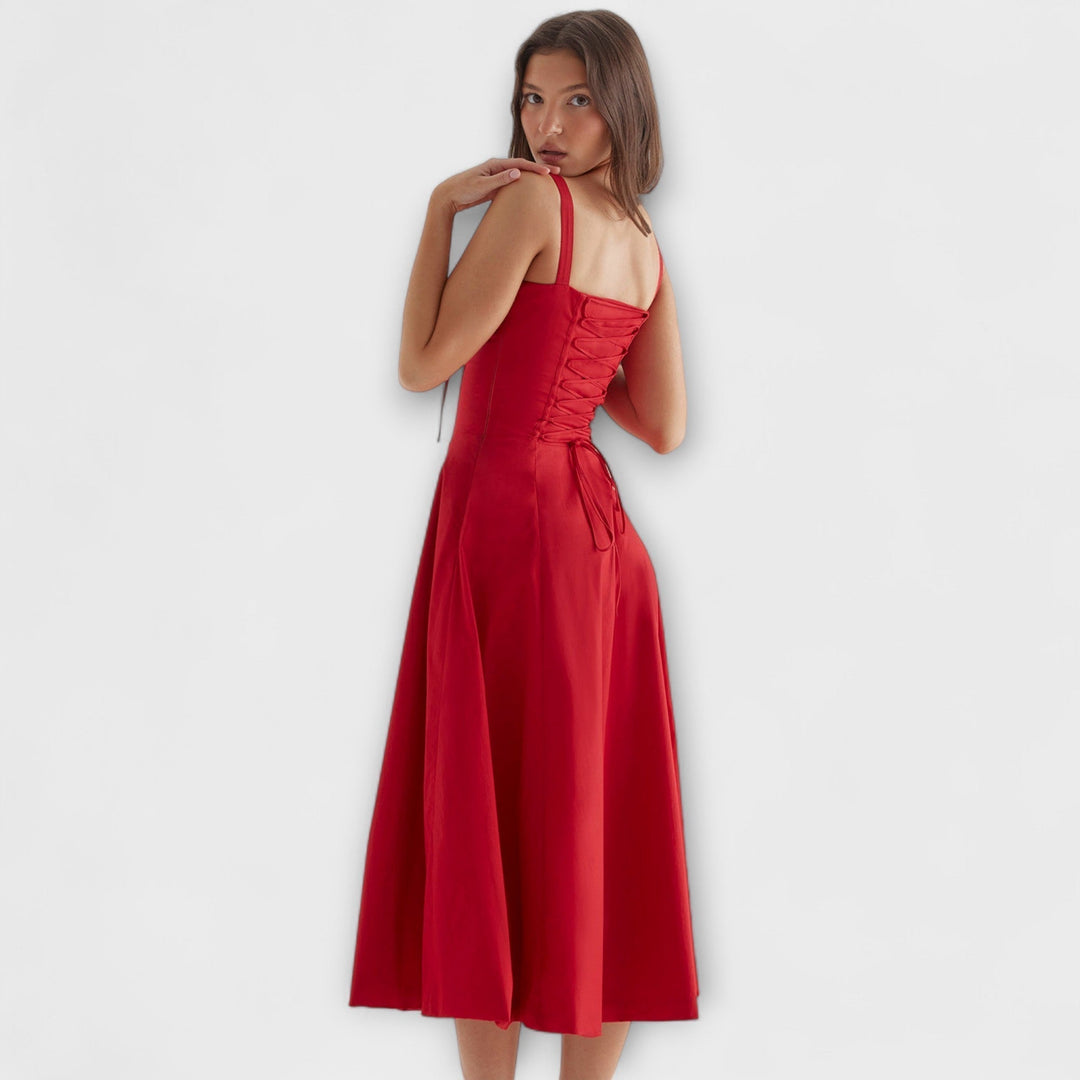 Laura | Taillierte Bustierkleid mit modernem Frühlingsblumenprint