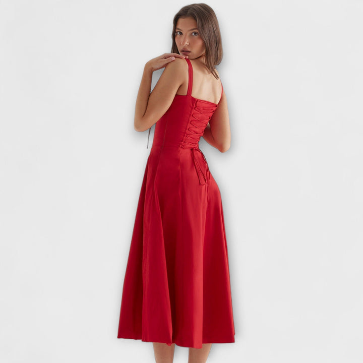 Laura | Taillierte Bustierkleid mit modernem Frühlingsblumenprint
