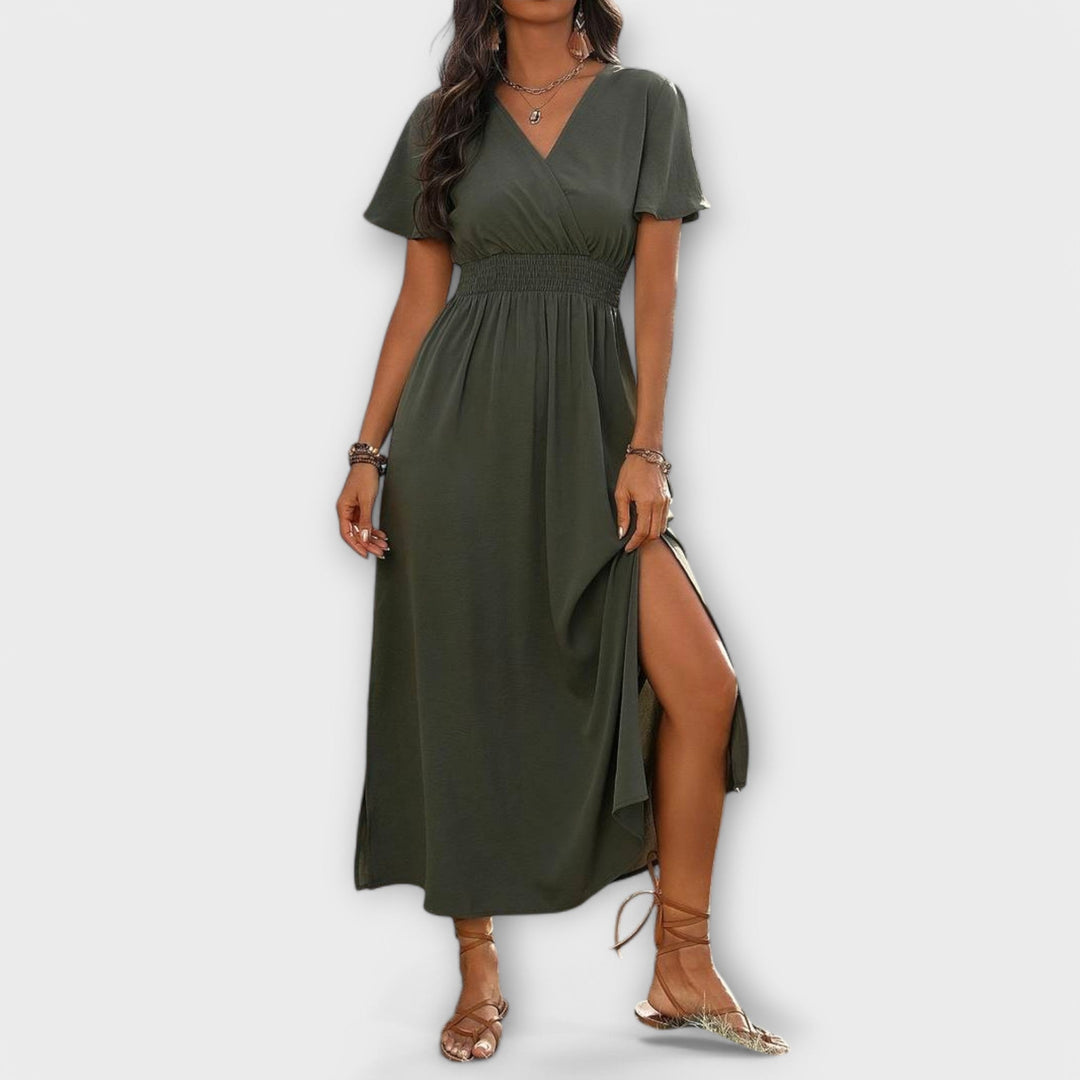 Selma | Elegantes Boho Kleid mit V-Ausschnitt und langen Ärmeln
