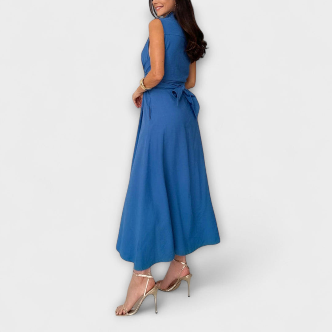 Dagmar | Auffälliges, einreihiges Midi-Kleid mit Bindedetail