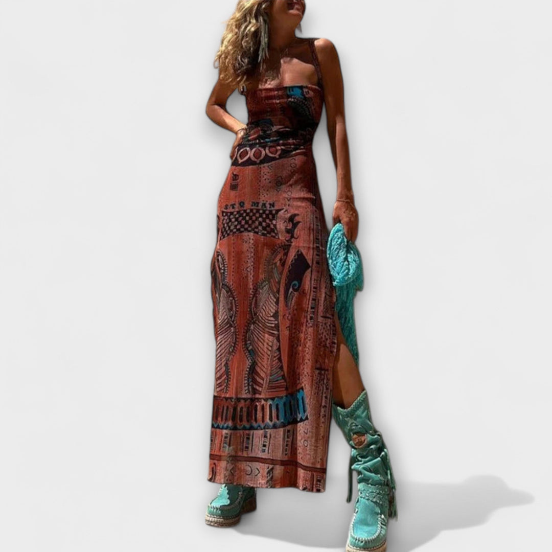 Vera | Einzigartiges Midi-Kleid mit Wasserfallausschnitt