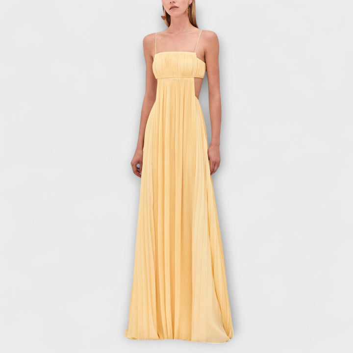 Heike | Schickes Plissiertes Cut-out Fließendes Maxikleid