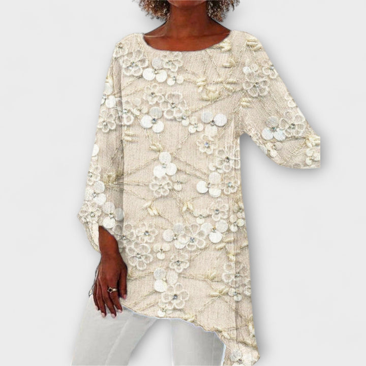Anne-Sophie | Bluse mit floralem Kristalldruck