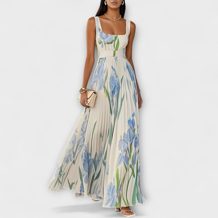 Madlen | Gefaltetes florales Chiffon Maxikleid